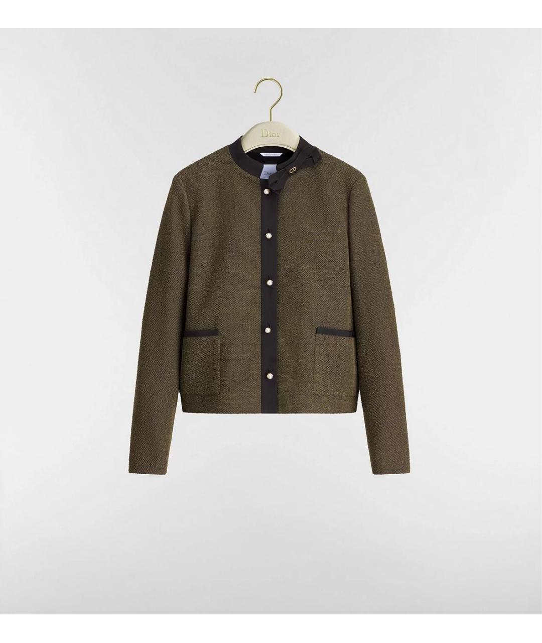 CHRISTIAN DIOR Хаки шерстяной жакет/пиджак, фото 3