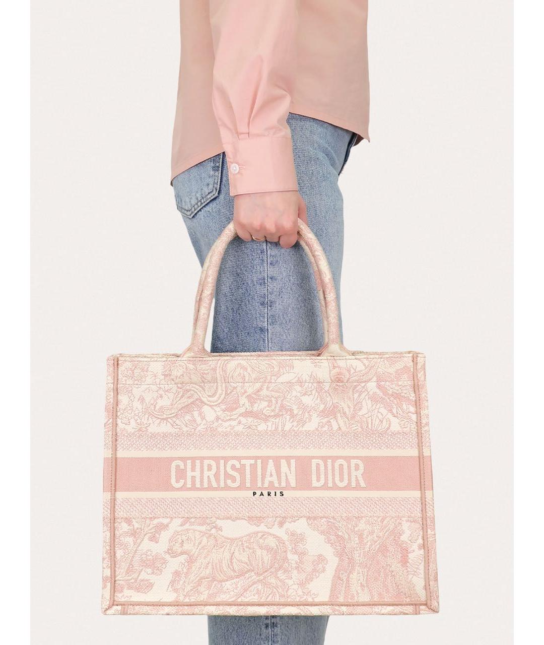 CHRISTIAN DIOR Розовая тканевая пляжная сумка, фото 8