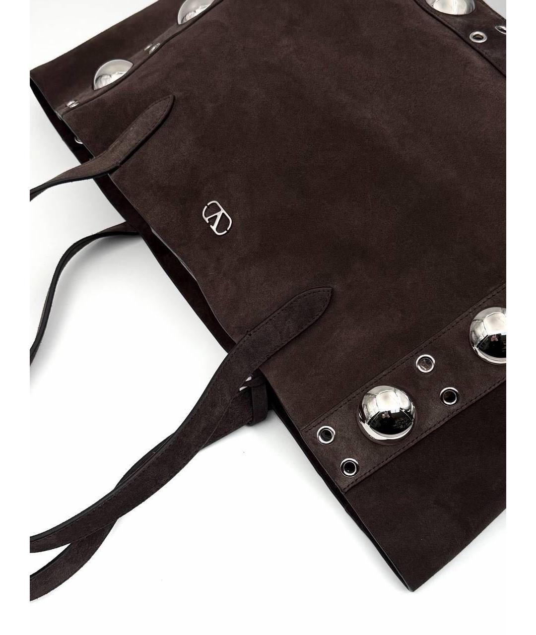 VALENTINO Коричневая замшевая сумка тоут, фото 4