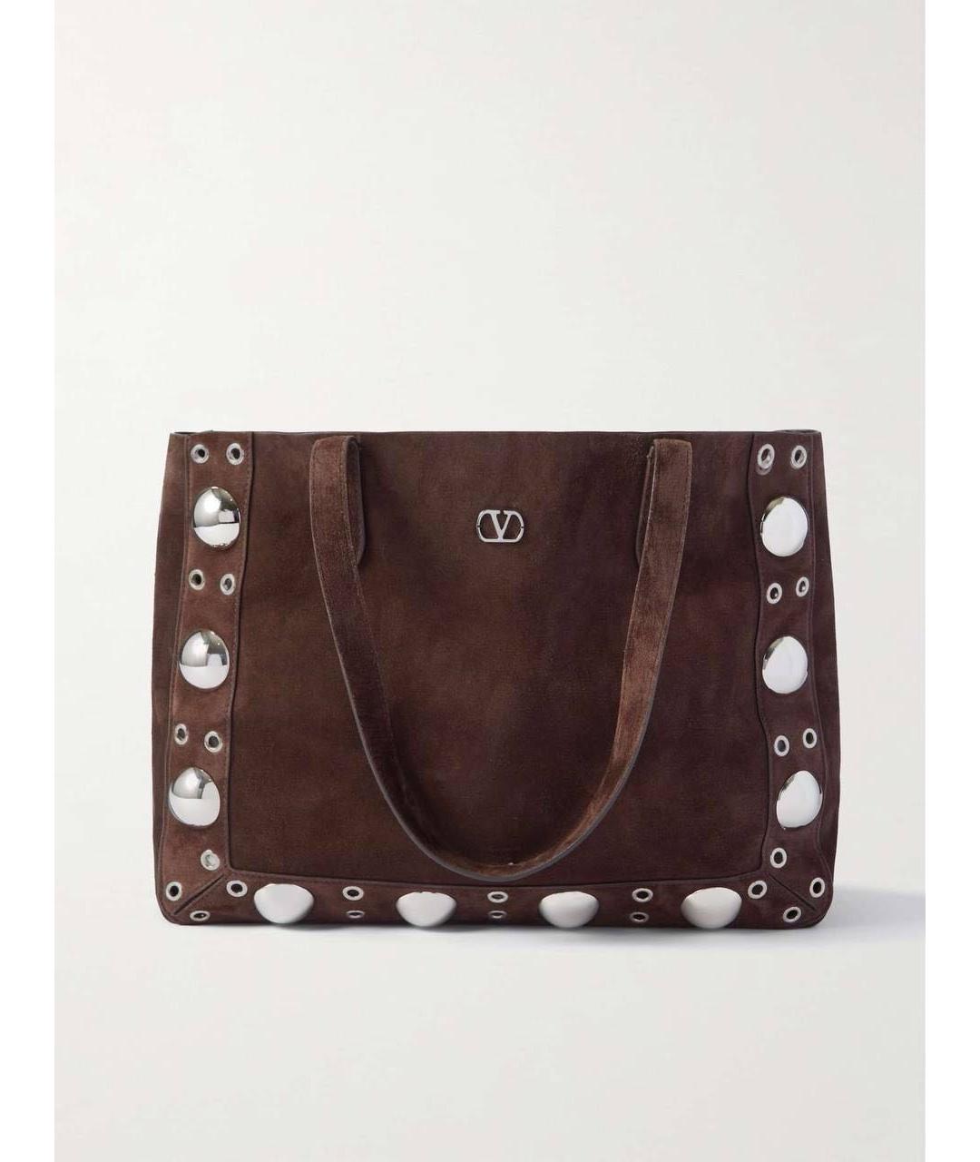 VALENTINO Коричневая замшевая сумка тоут, фото 9