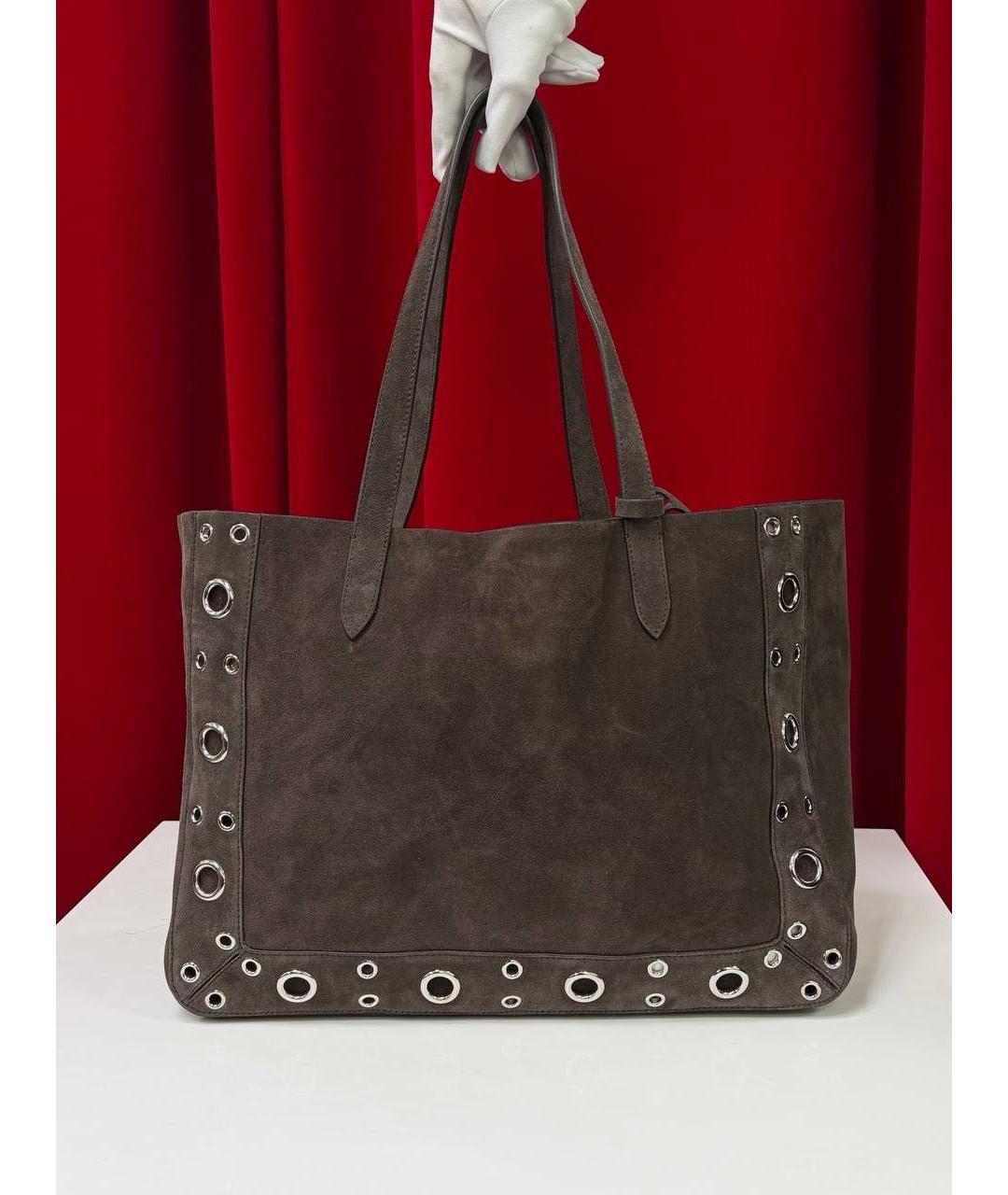 VALENTINO Коричневая замшевая сумка тоут, фото 8