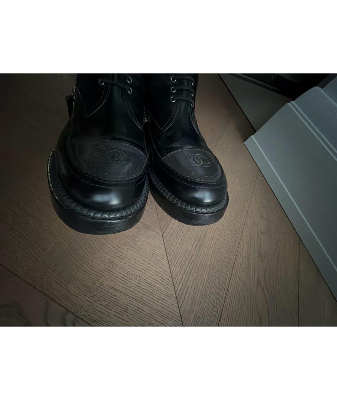 CHANEL Черные кожаные ботинки, фото 7