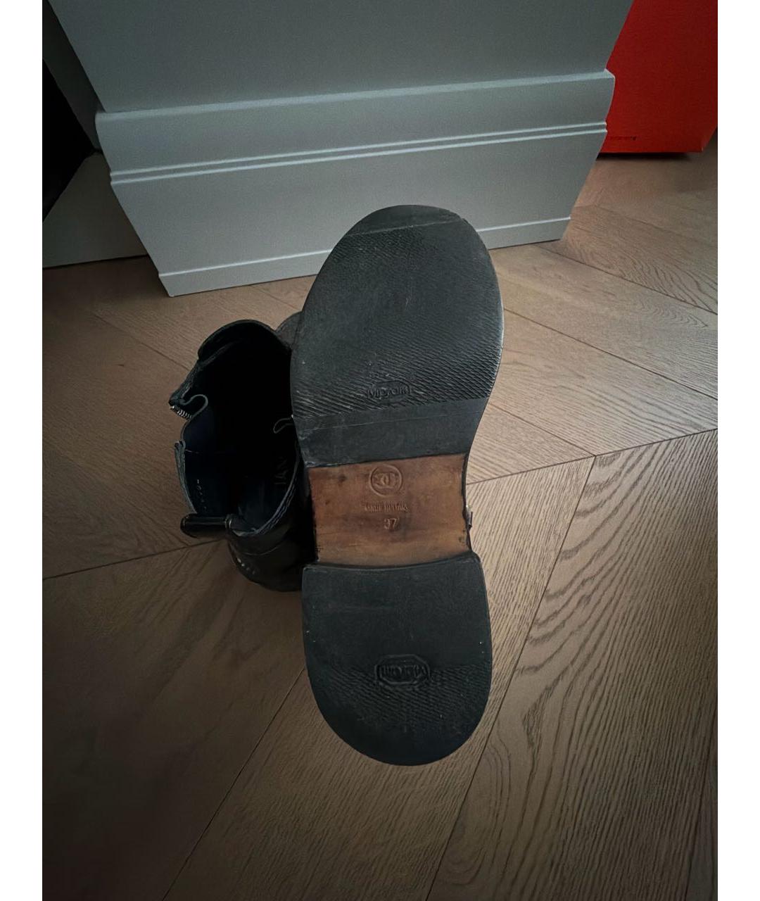 CHANEL Черные кожаные ботинки, фото 6