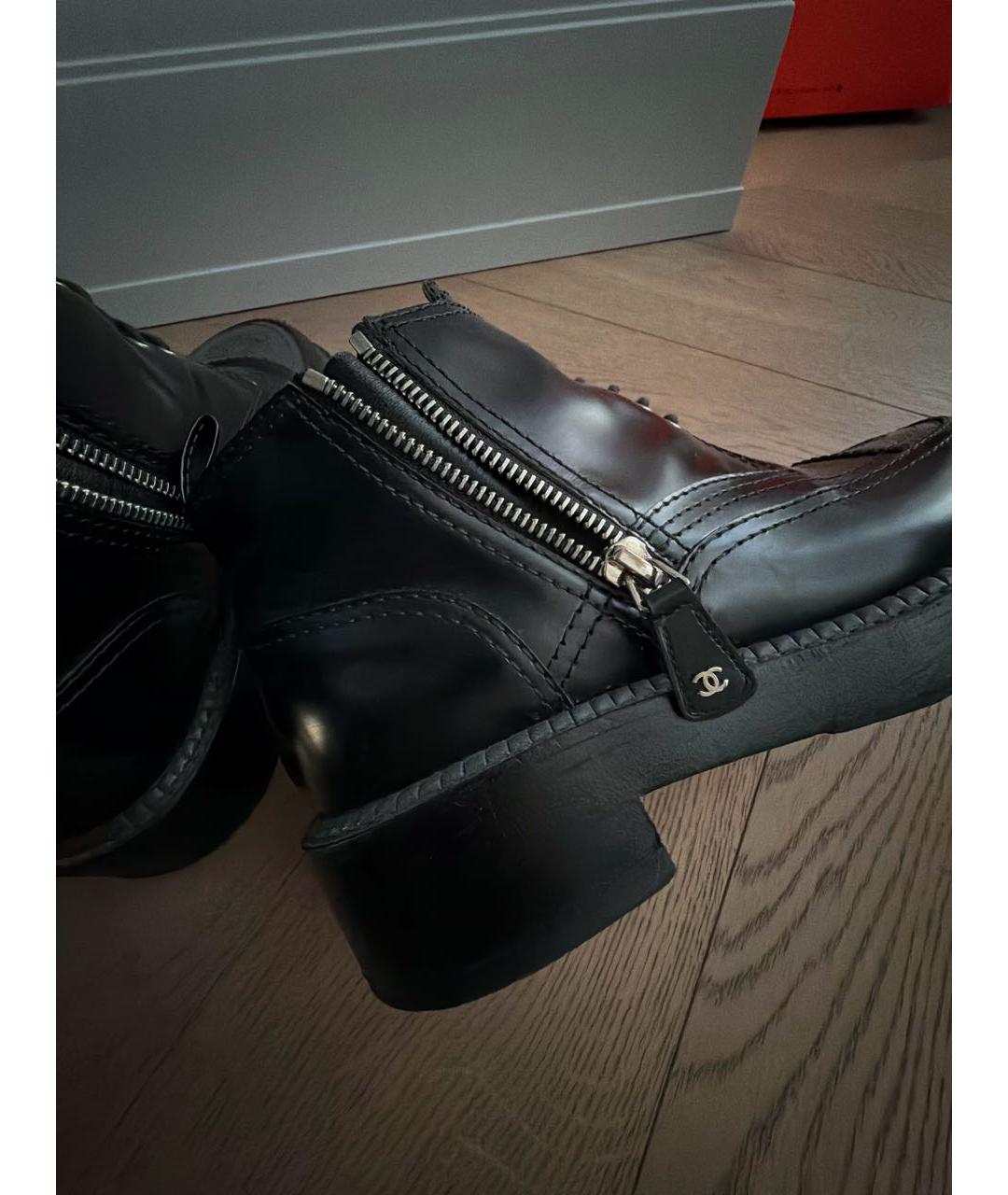 CHANEL Черные кожаные ботинки, фото 5