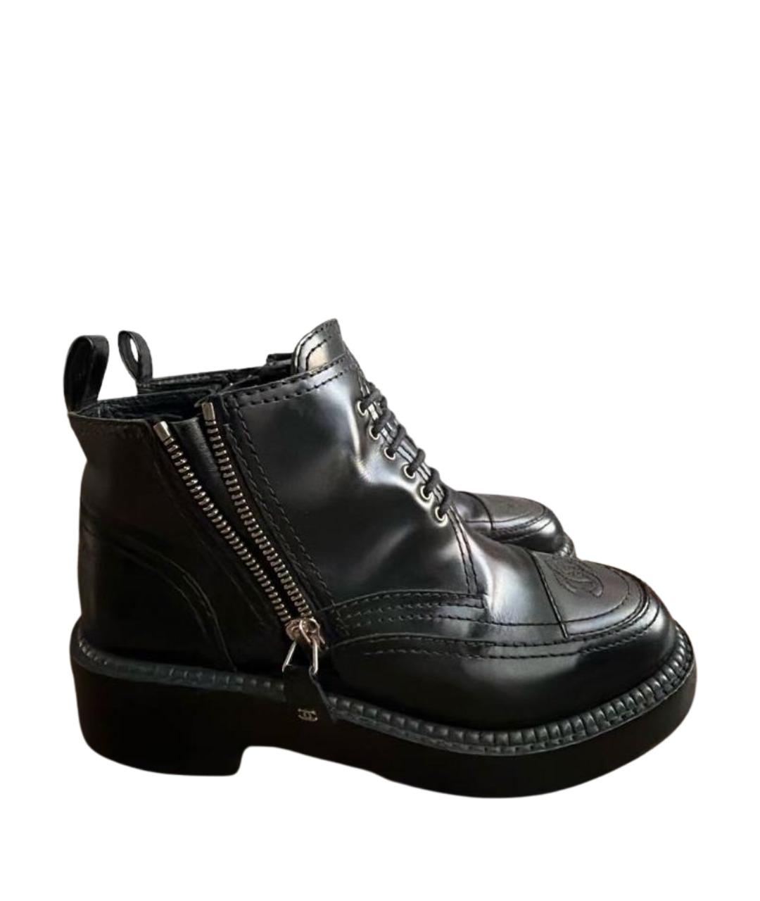 CHANEL Черные кожаные ботинки, фото 1