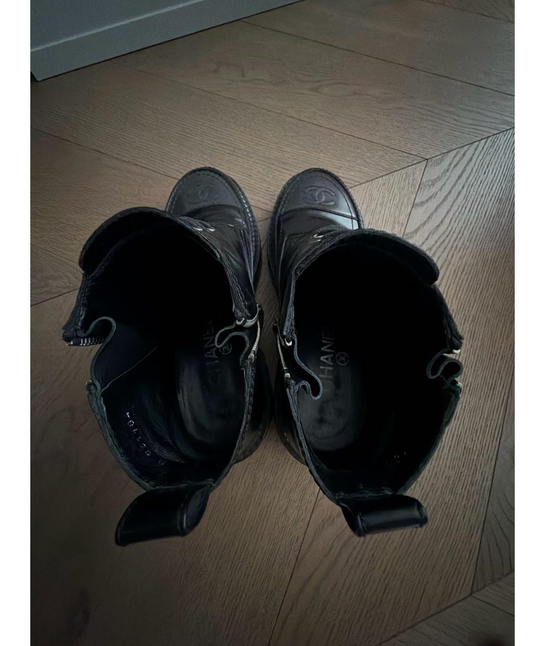 CHANEL Черные кожаные ботинки, фото 3