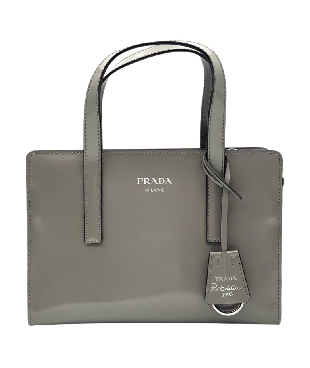PRADA Серая кожаная сумка с короткими ручками, фото 1