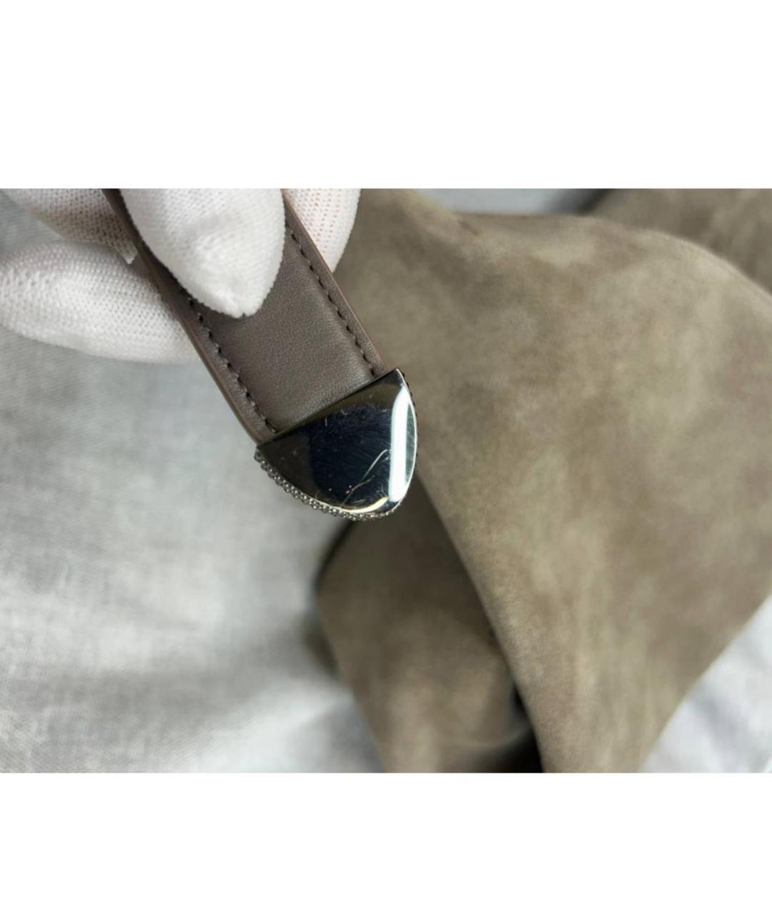 BRUNELLO CUCINELLI Бежевая замшевая сумка через плечо, фото 6