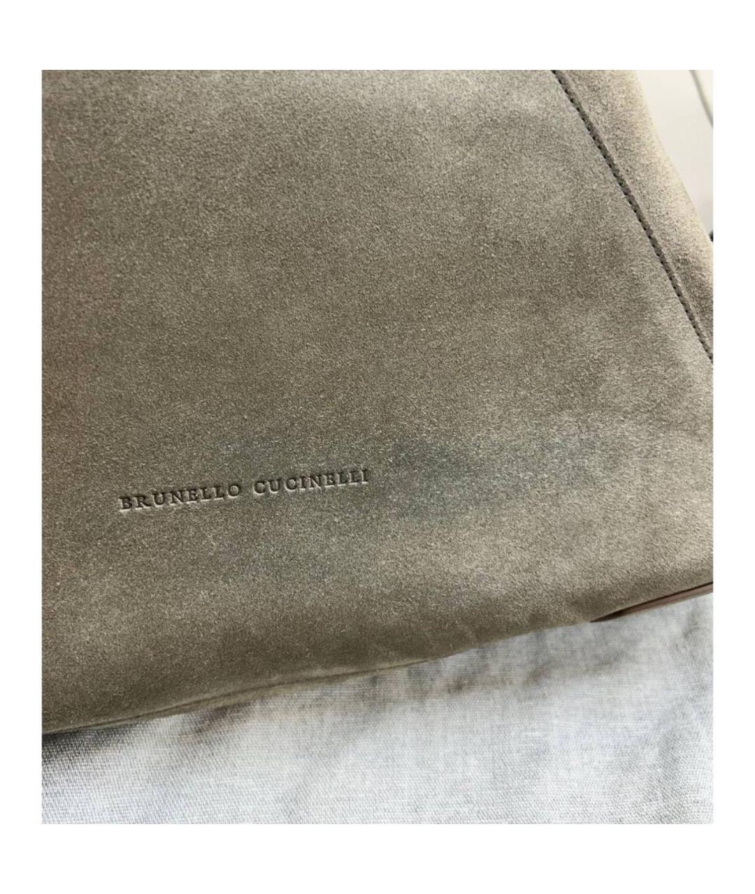 BRUNELLO CUCINELLI Бежевая замшевая сумка через плечо, фото 7