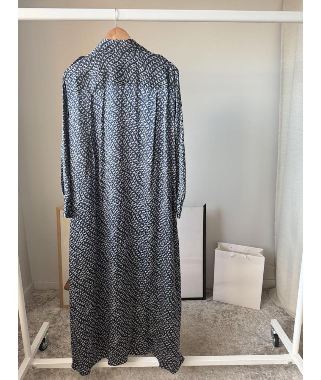 KITON Темно-синее атласное вечернее платье, фото 2