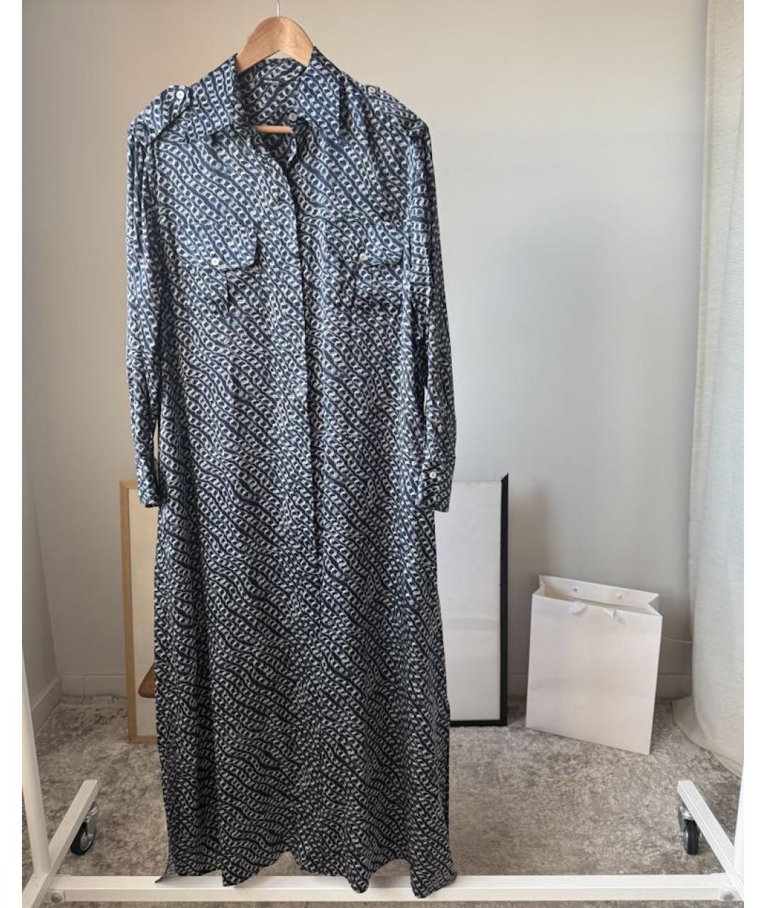 KITON Темно-синее атласное вечернее платье, фото 8