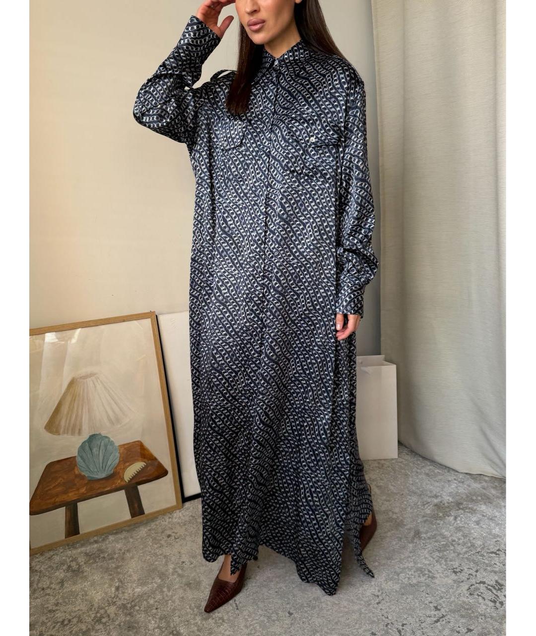 KITON Темно-синее атласное вечернее платье, фото 4