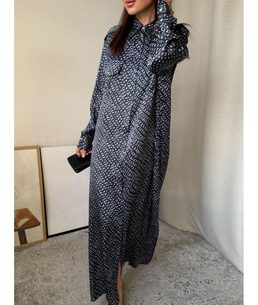 KITON Темно-синее атласное вечернее платье, фото 7