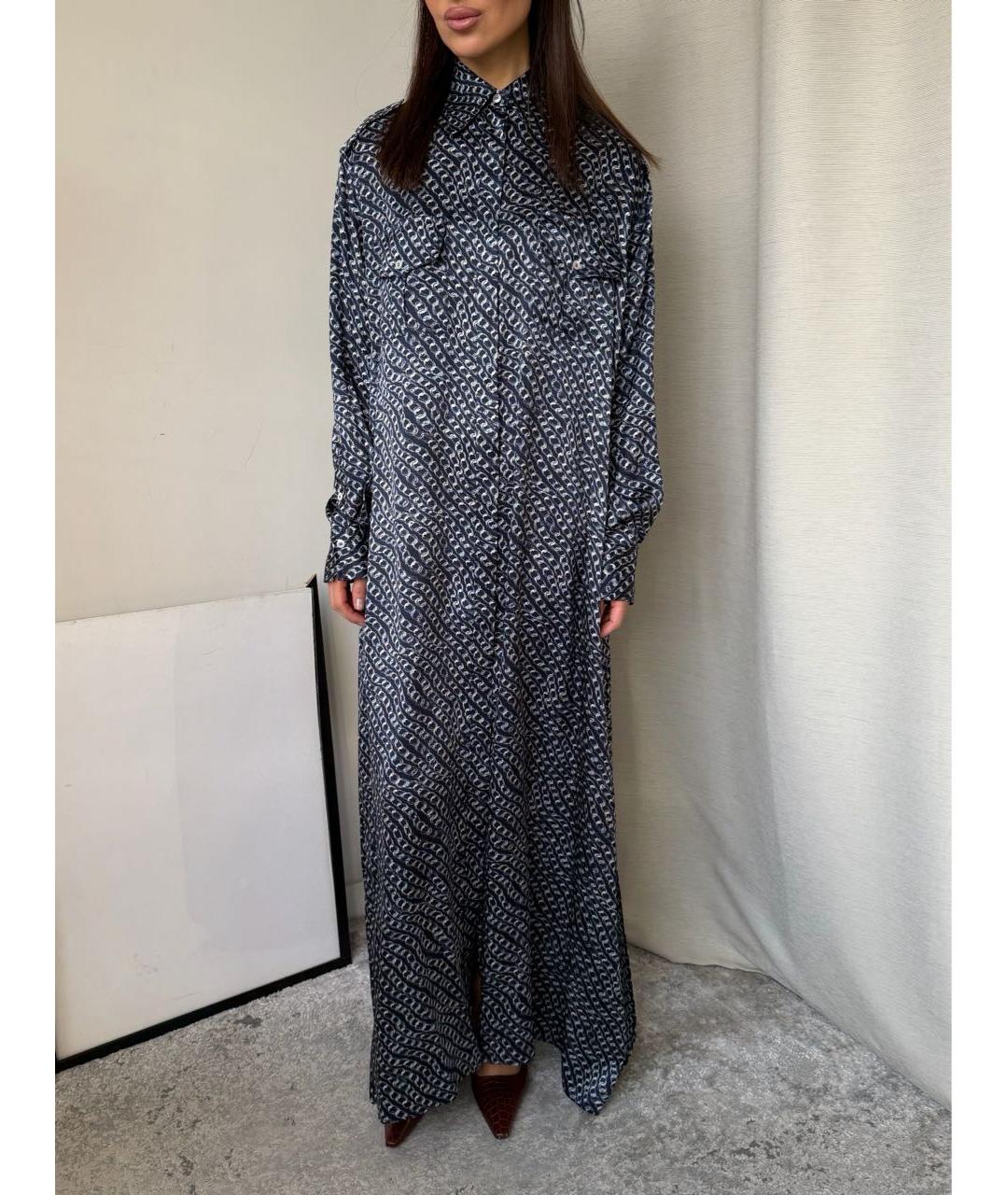 KITON Темно-синее атласное вечернее платье, фото 6