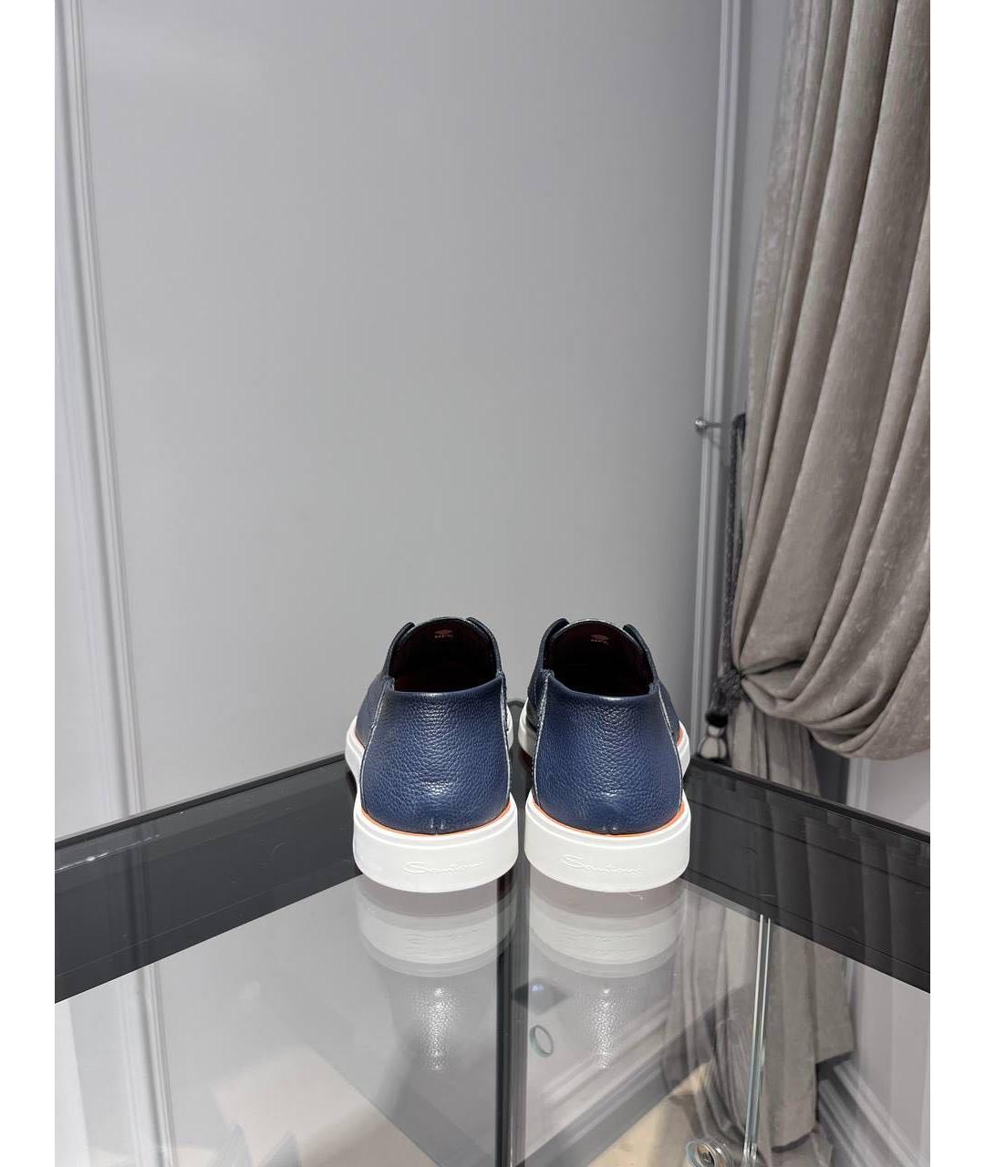 SANTONI Синие кожаные лоферы, фото 4