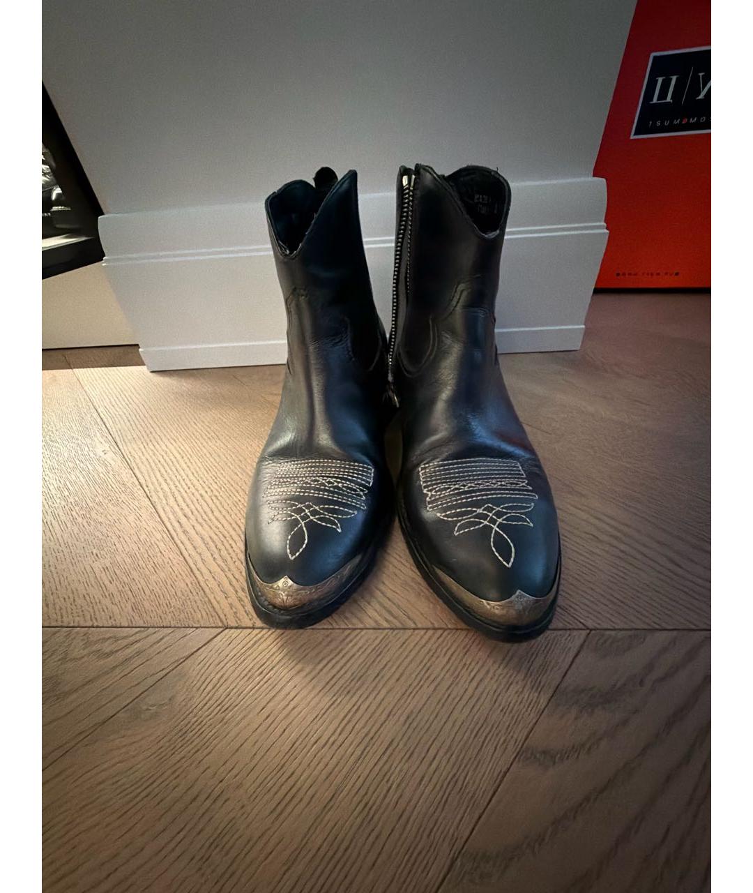 ISABEL MARANT Черные кожаные полусапоги, фото 2