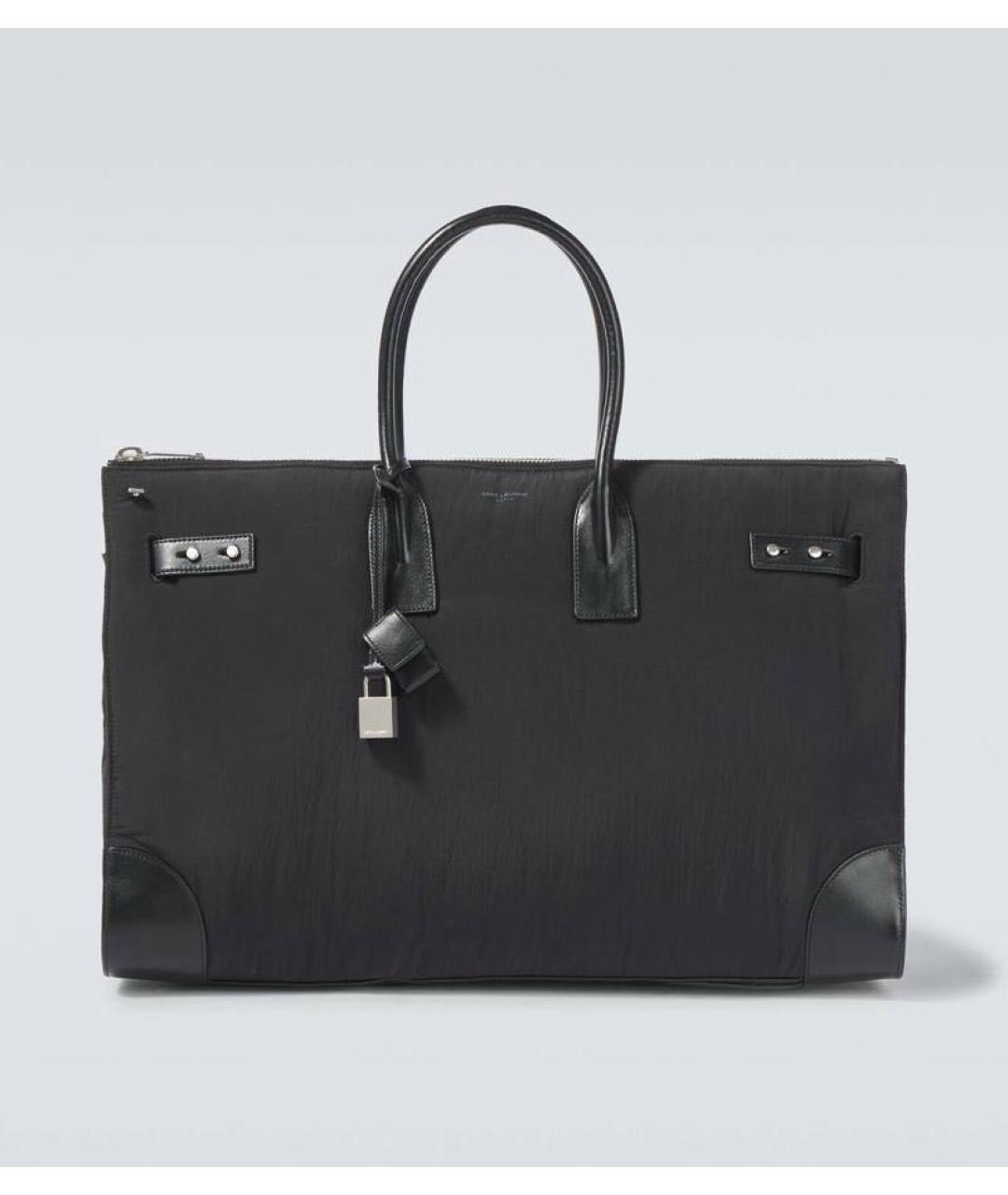 SAINT LAURENT Черная тканевая сумка тоут, фото 8