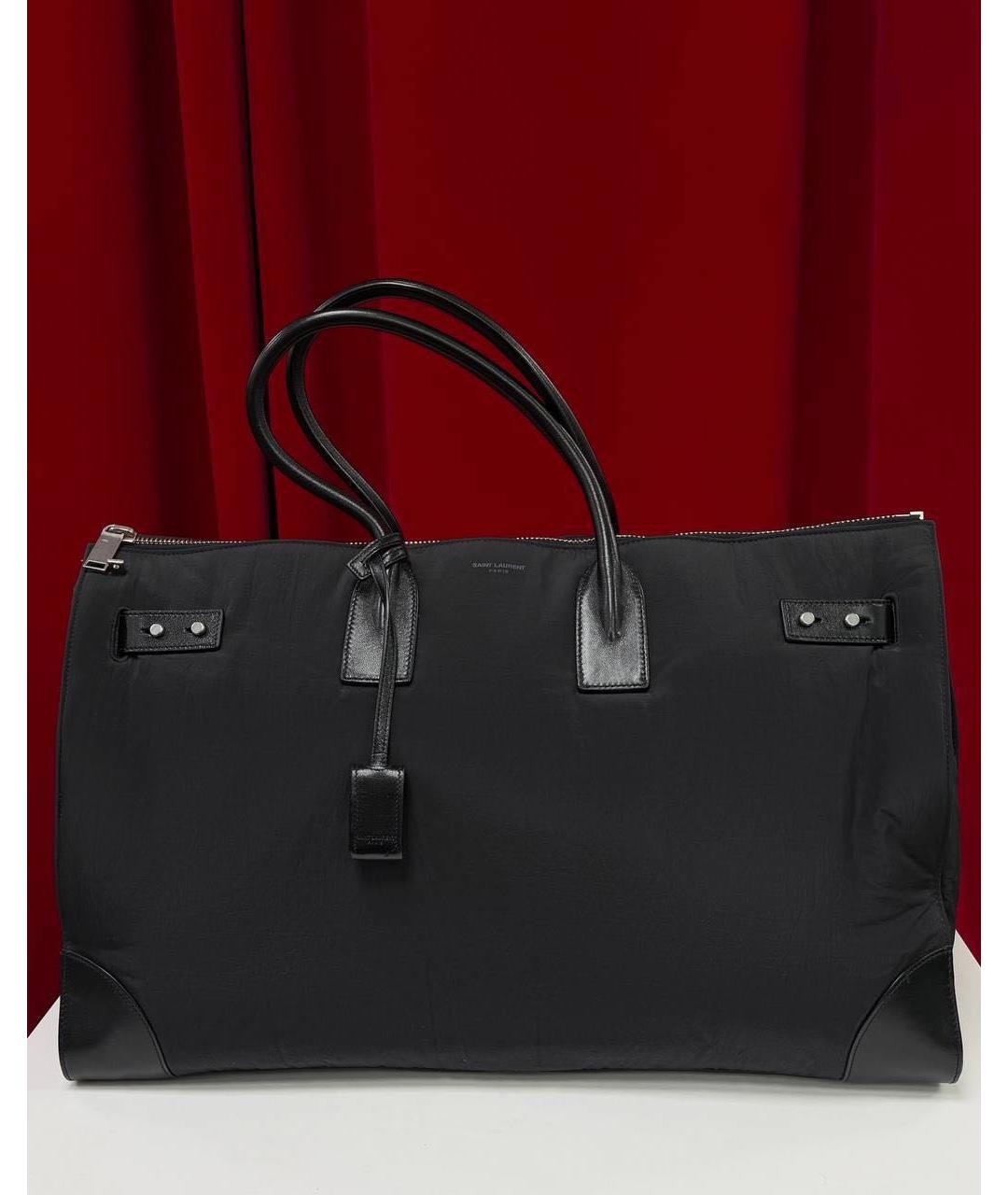 SAINT LAURENT Черная тканевая сумка тоут, фото 6