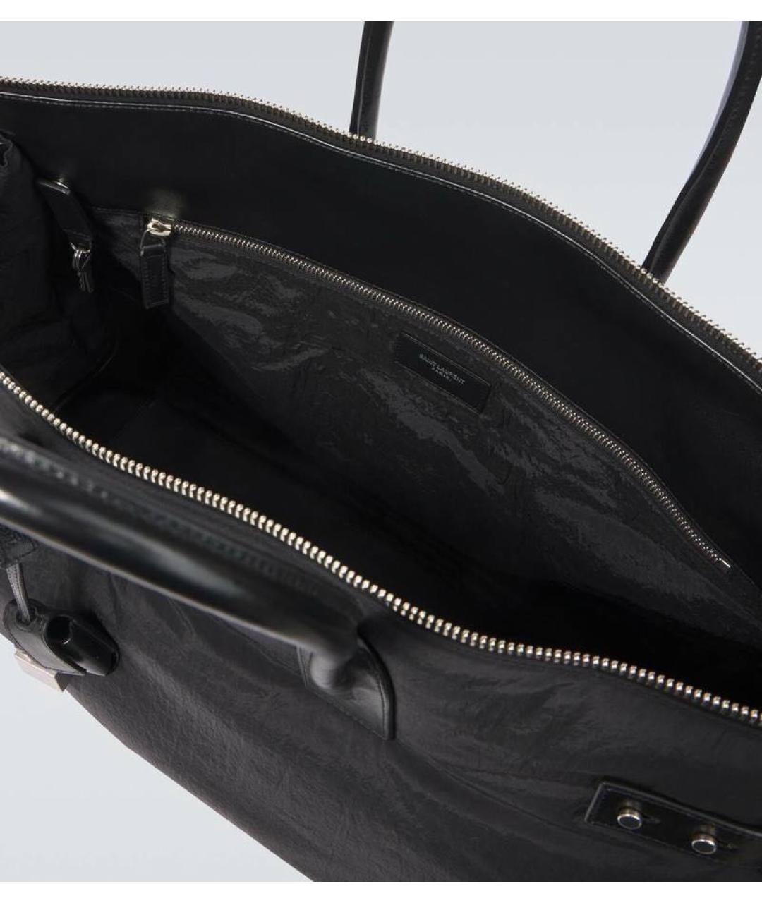 SAINT LAURENT Черная тканевая сумка тоут, фото 2