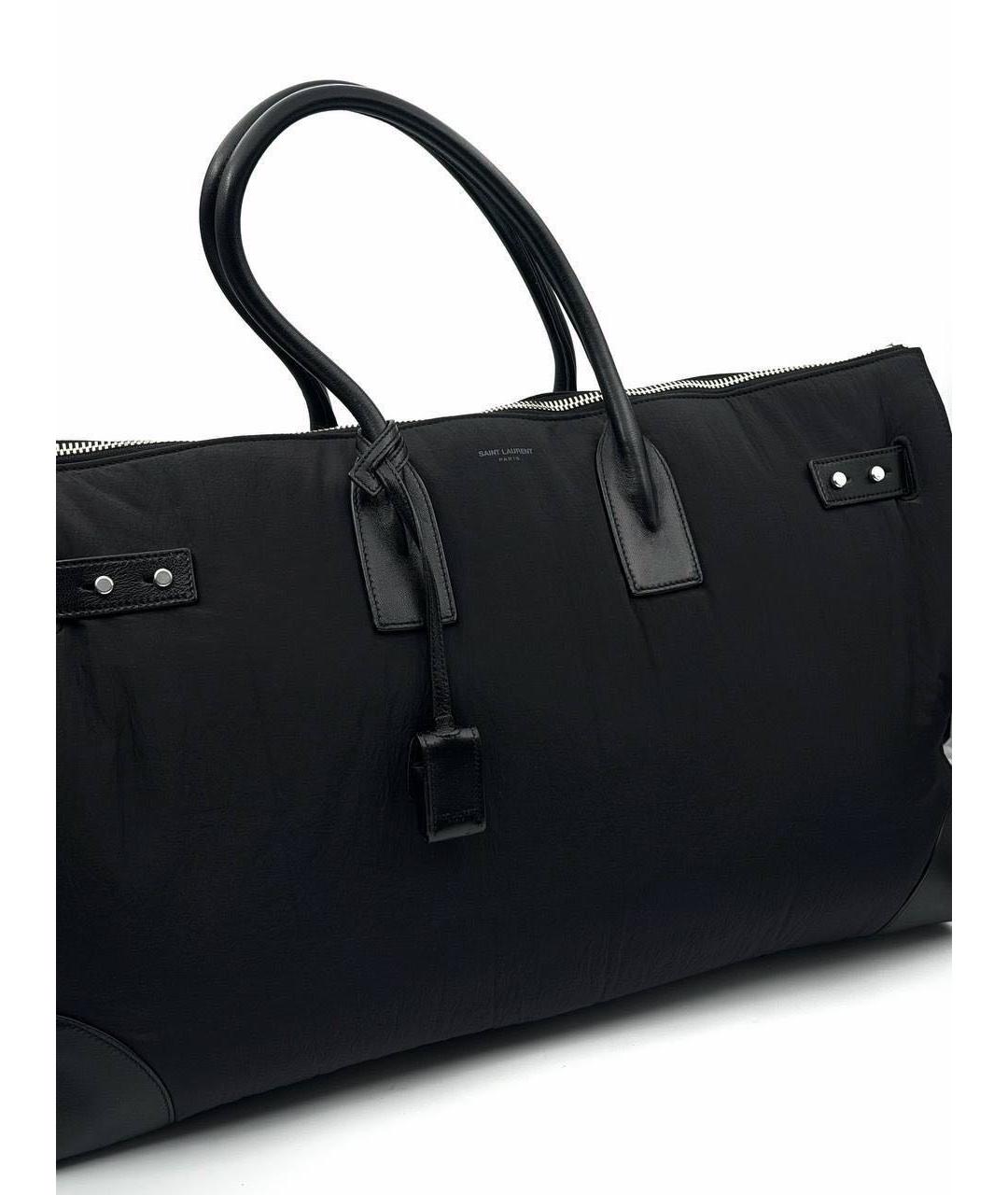 SAINT LAURENT Черная тканевая сумка тоут, фото 3