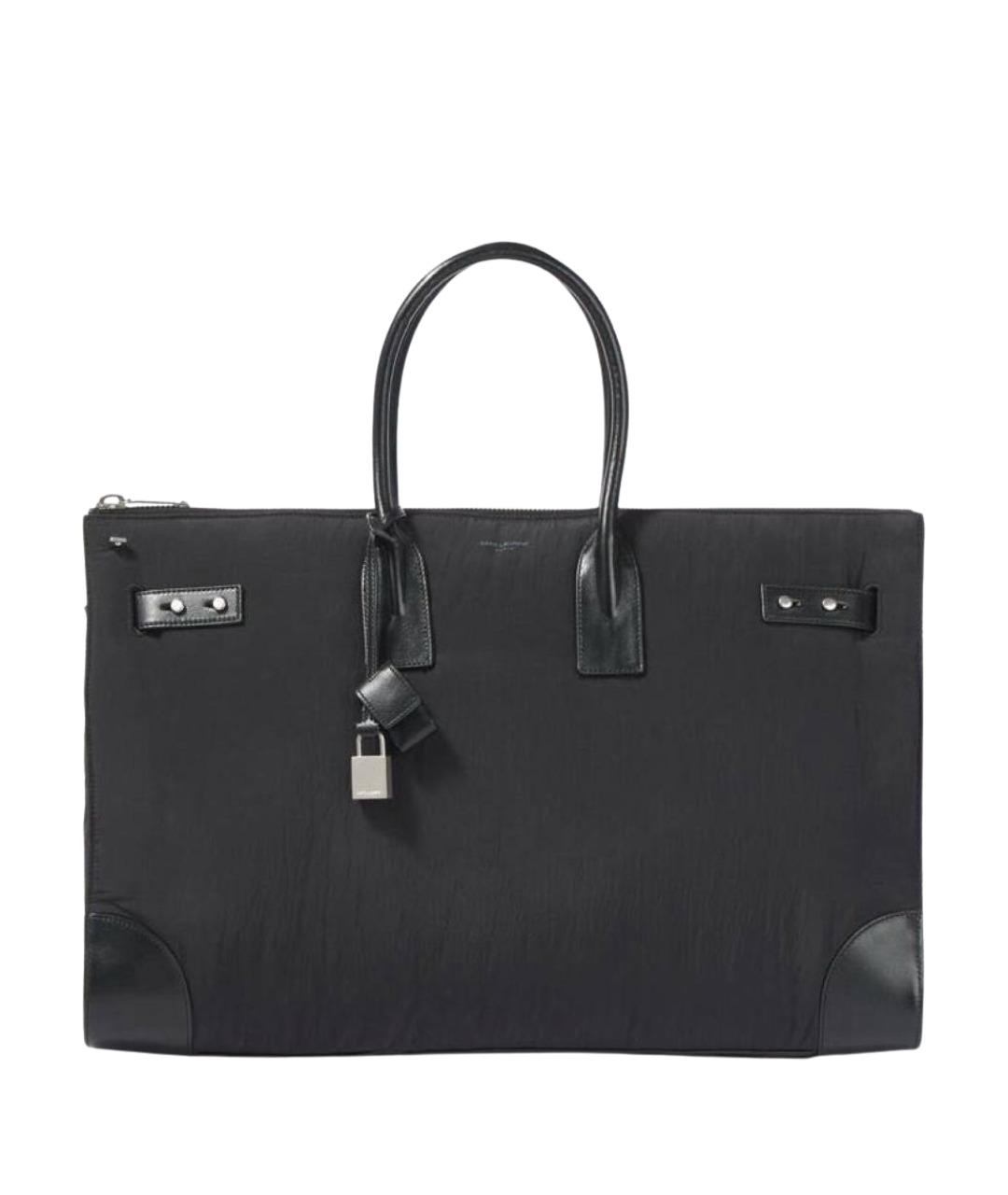 SAINT LAURENT Черная тканевая сумка тоут, фото 1