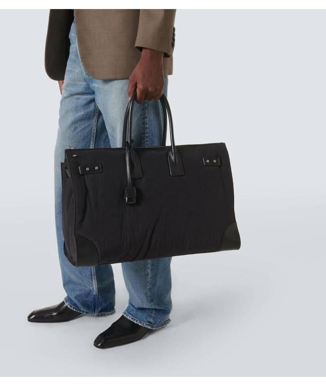 SAINT LAURENT Черная тканевая сумка тоут, фото 5