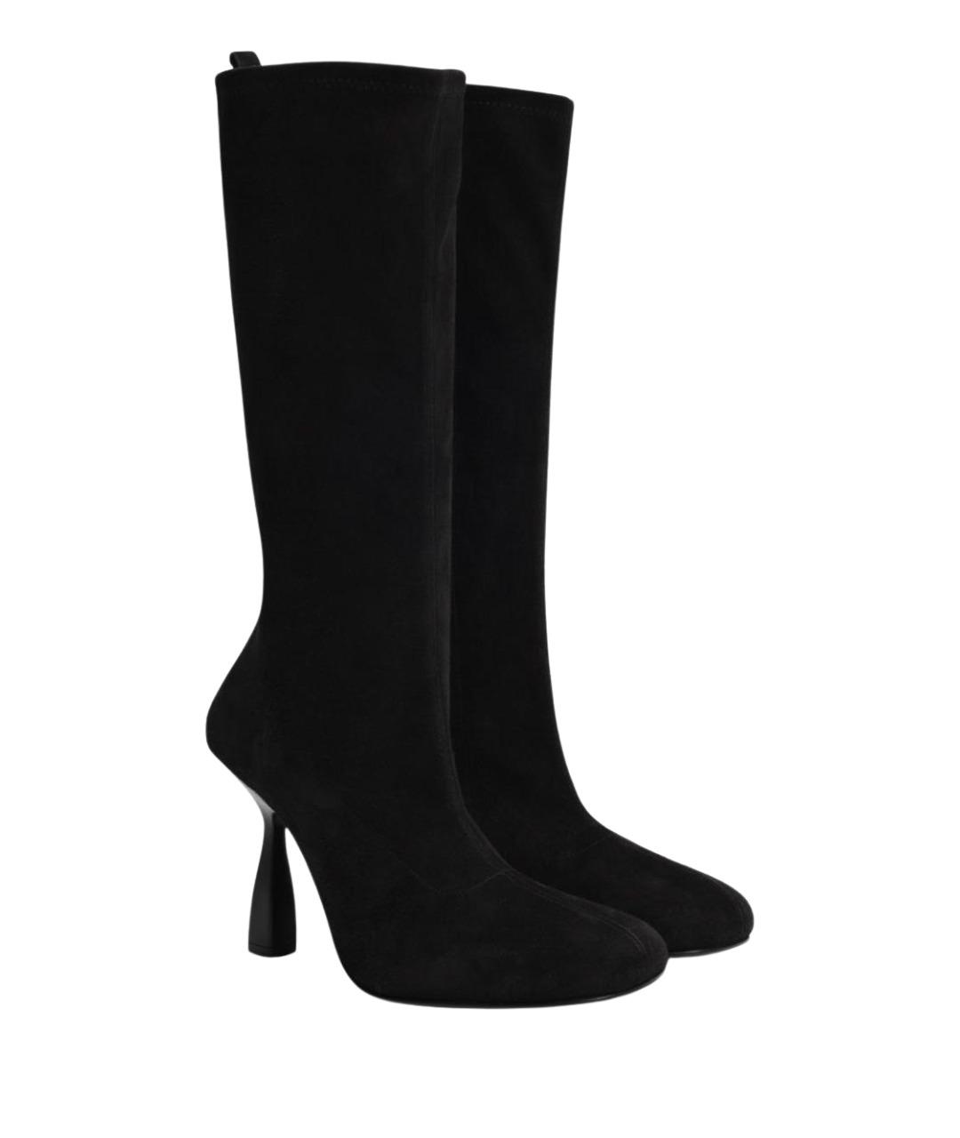 HERMES Черные замшевые сапоги, фото 1