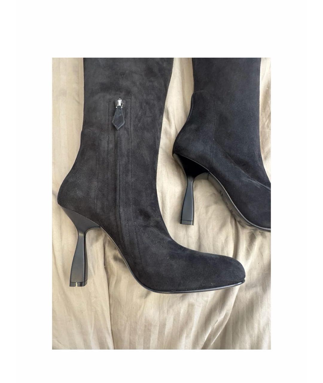 HERMES Черные замшевые сапоги, фото 4