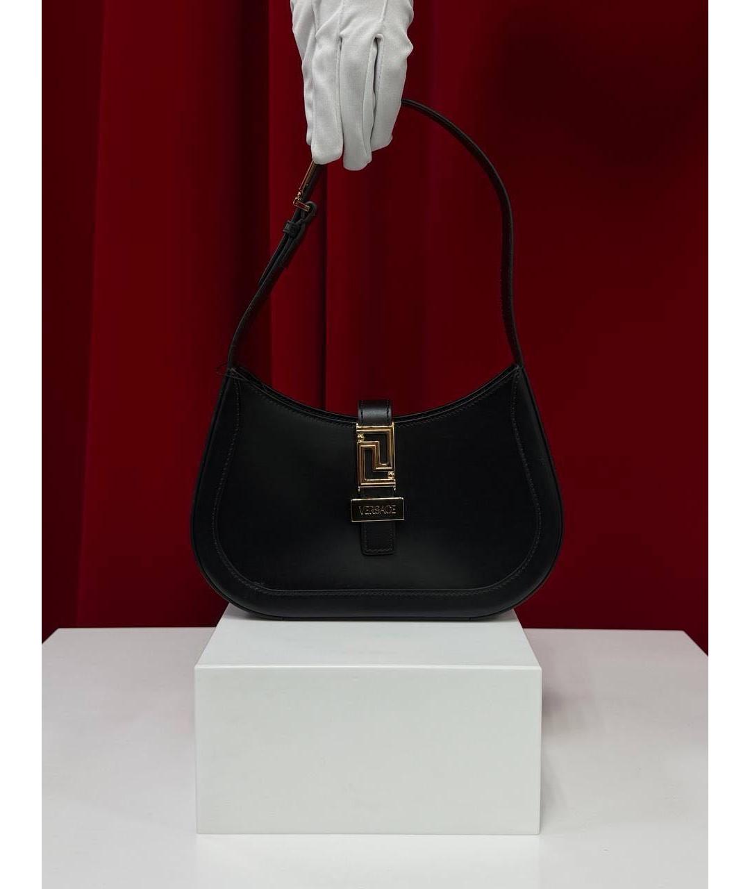 VERSACE Черная кожаная сумка через плечо, фото 3