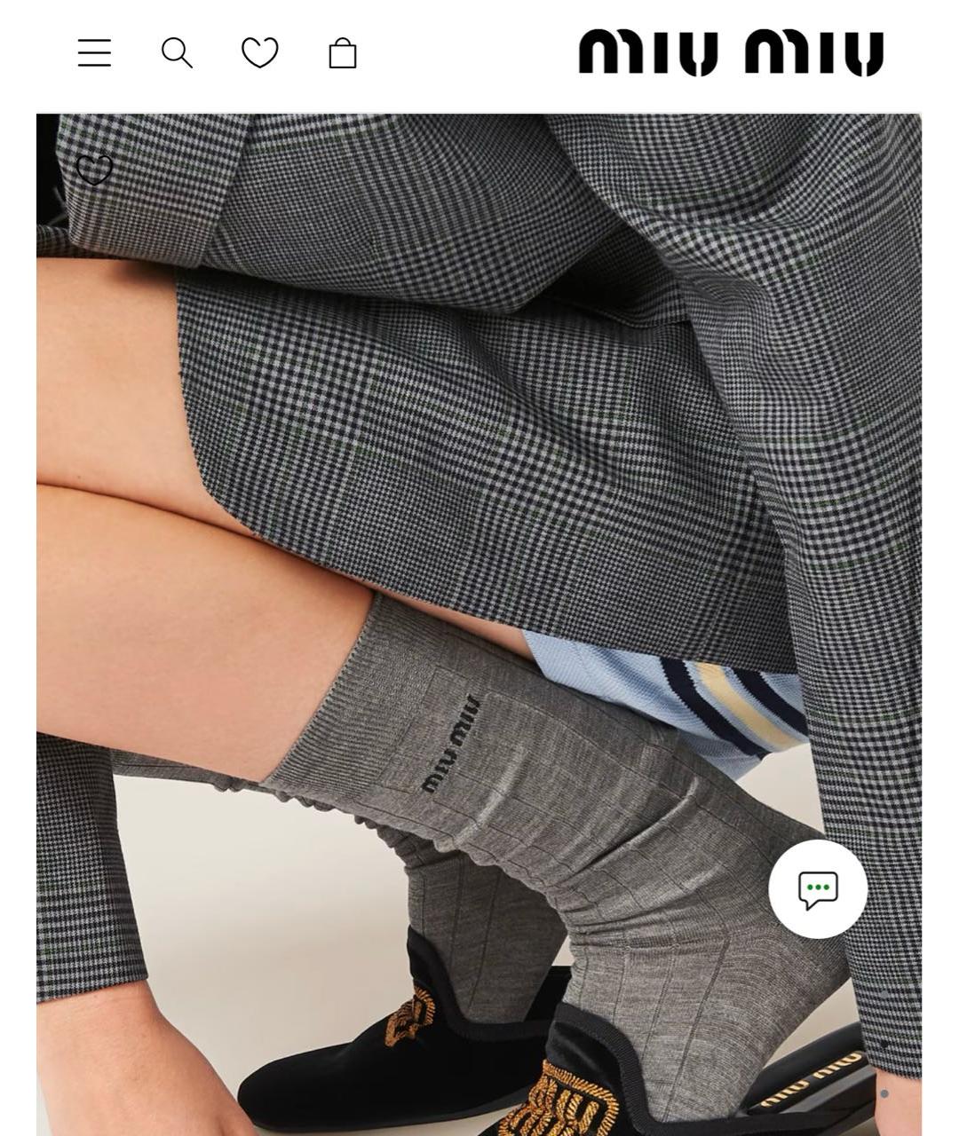 MIU MIU Серые носки, чулки и колготы, фото 4