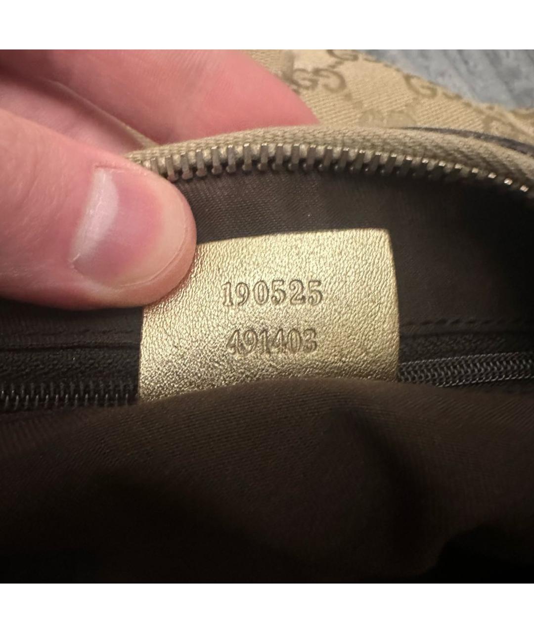 GUCCI Бежевая тканевая сумка с короткими ручками, фото 6