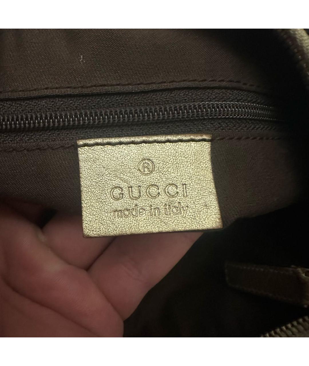 GUCCI Бежевая тканевая сумка с короткими ручками, фото 5