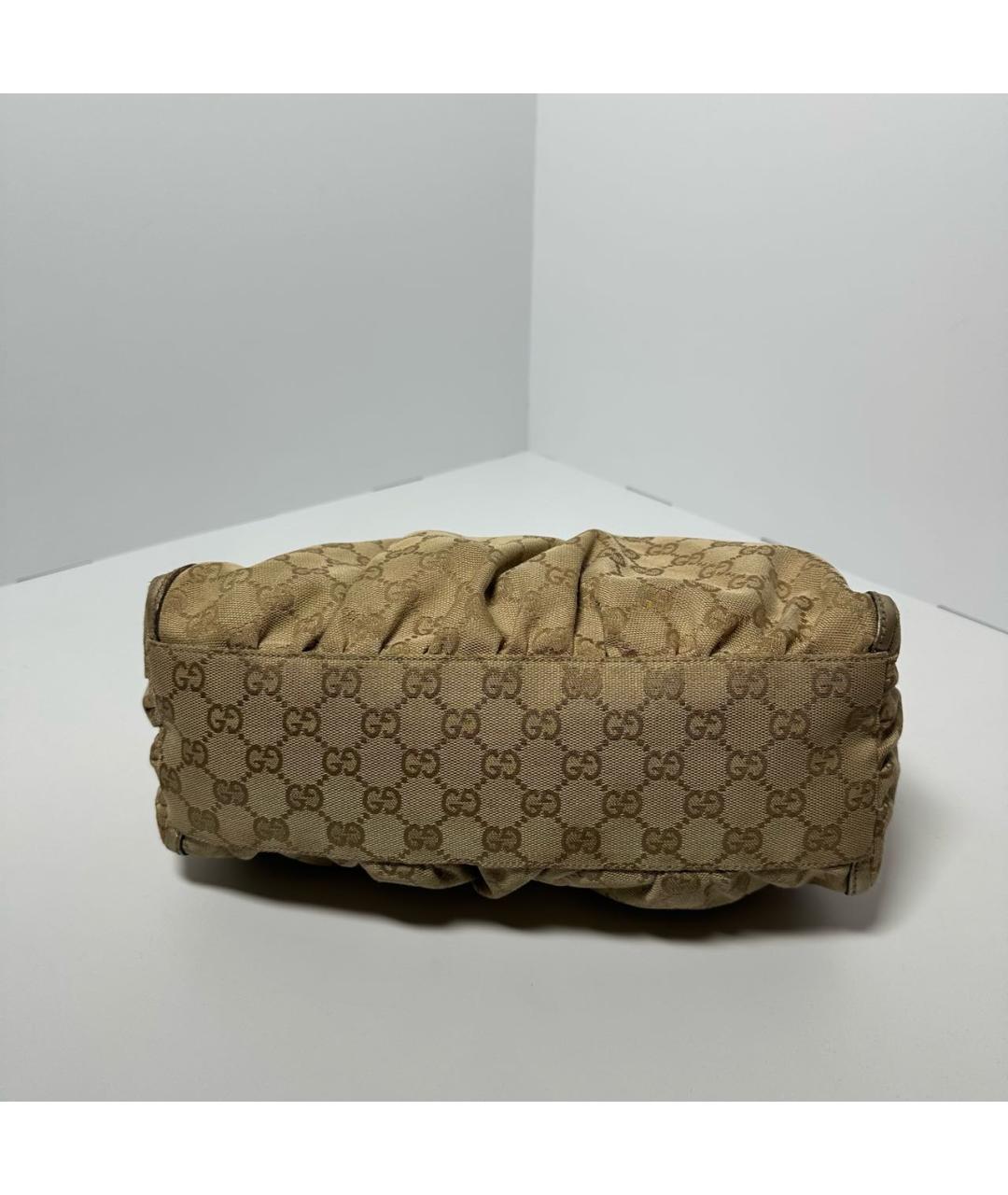 GUCCI Бежевая тканевая сумка с короткими ручками, фото 3