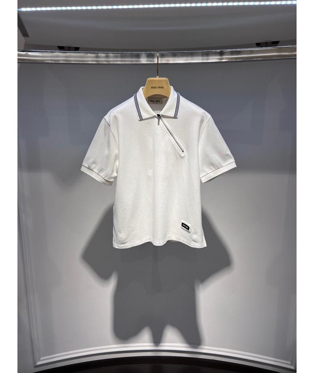 MIU MIU Белая хлопковая футболка, фото 2