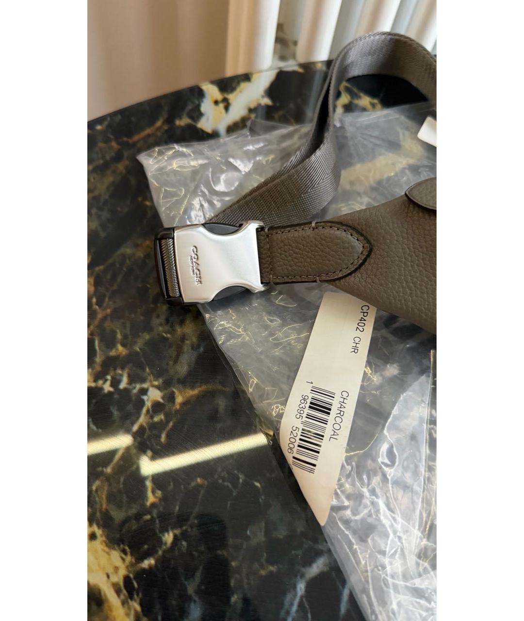 COACH Серая кожаная поясная сумка, фото 6