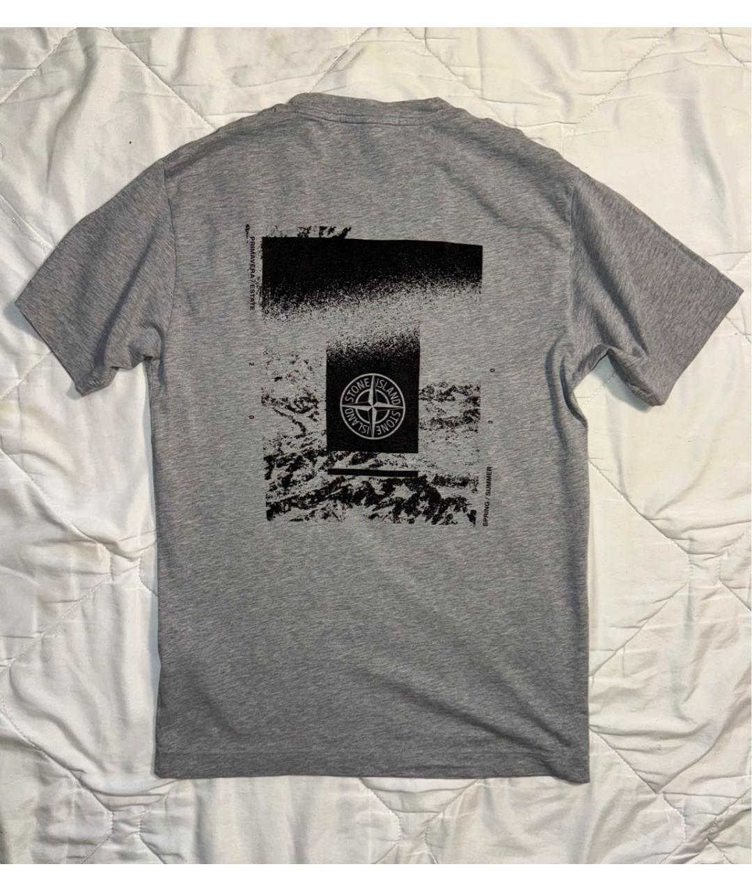 STONE ISLAND Серая хлопковая футболка, фото 2