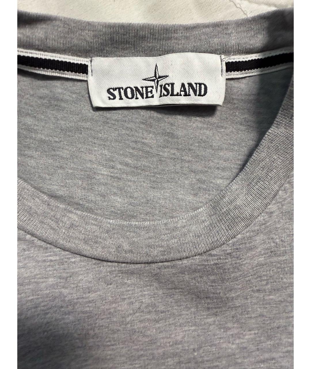 STONE ISLAND Серая хлопковая футболка, фото 4