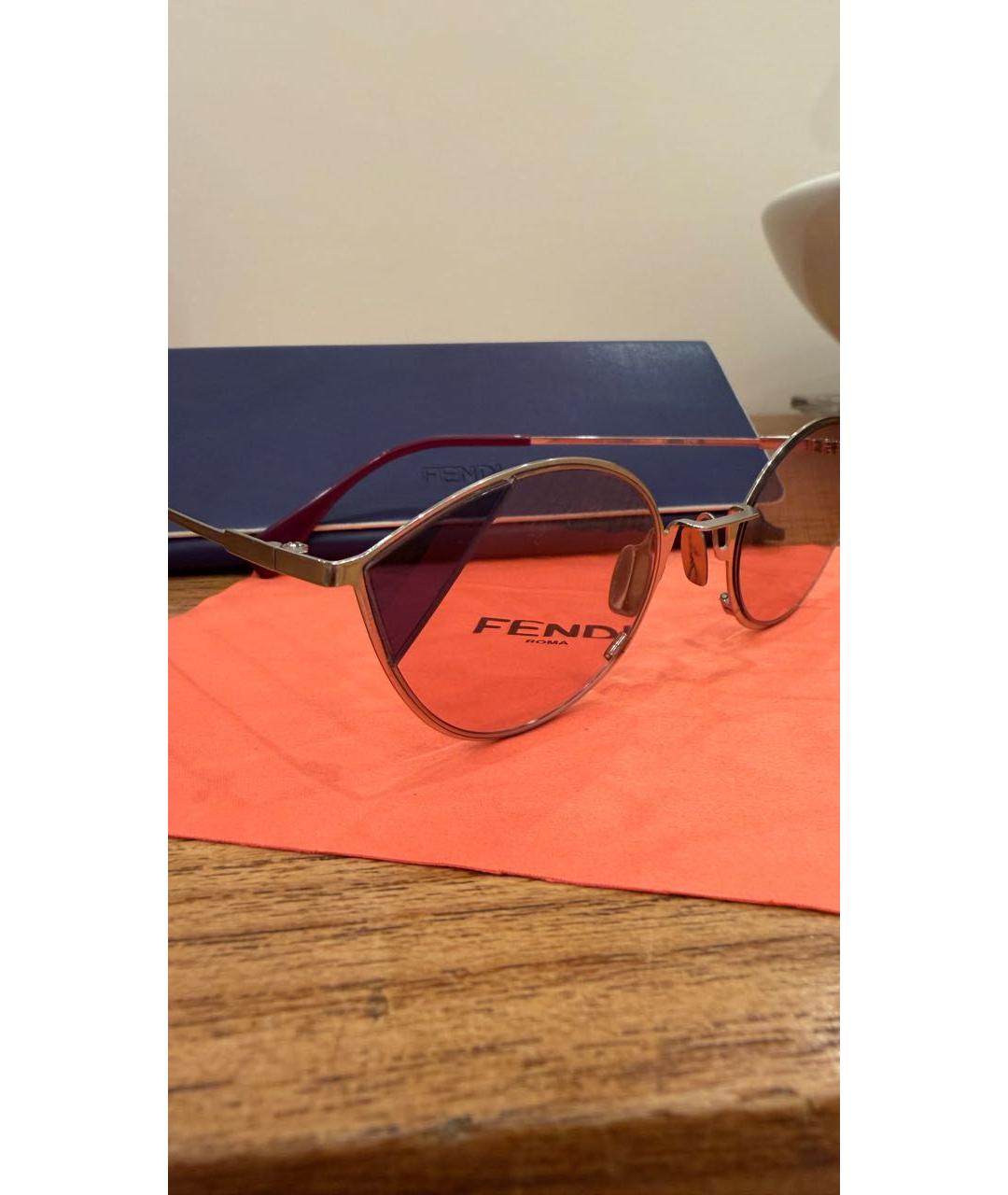 FENDI Розовые металлические солнцезащитные очки, фото 2