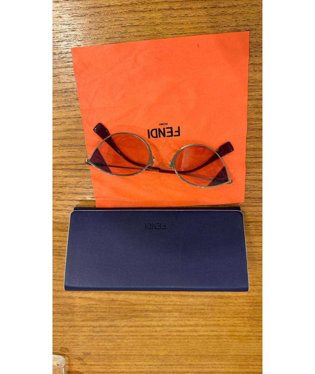 FENDI Розовые металлические солнцезащитные очки, фото 4