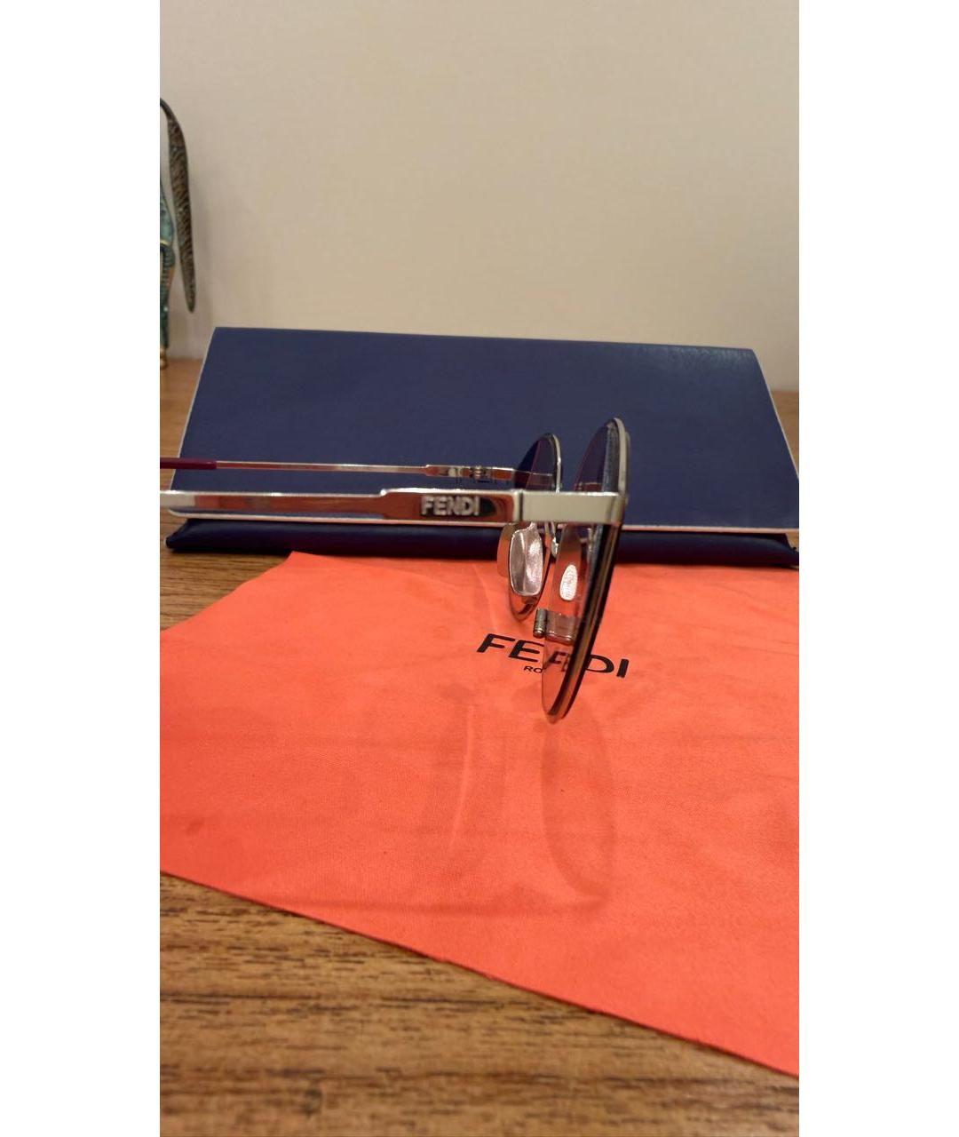 FENDI Розовые металлические солнцезащитные очки, фото 3