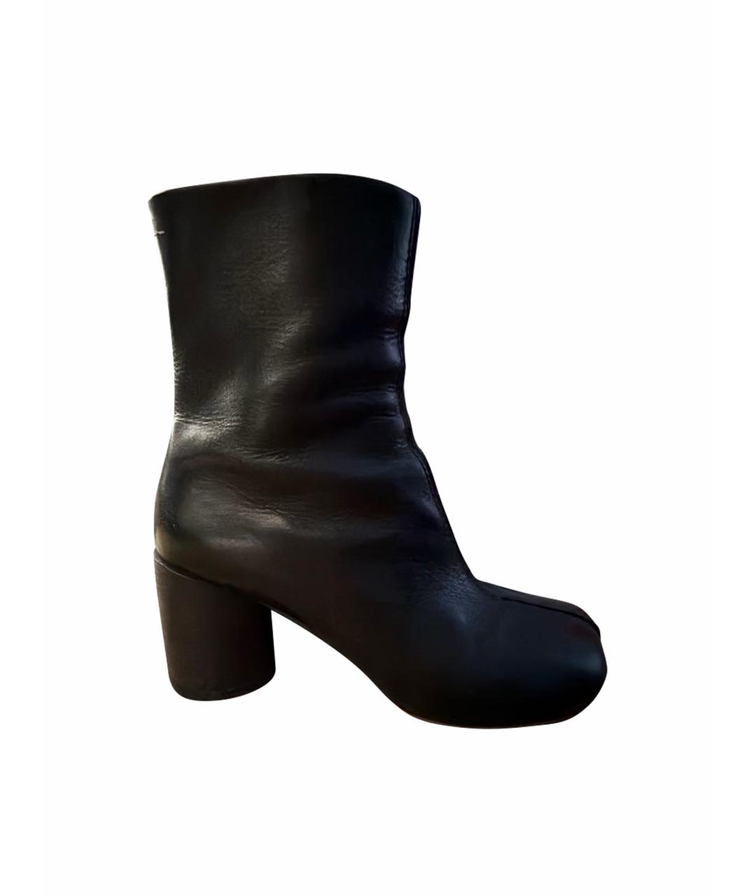 MM6 MAISON MARGIELA Черные кожаные ботильоны, фото 1