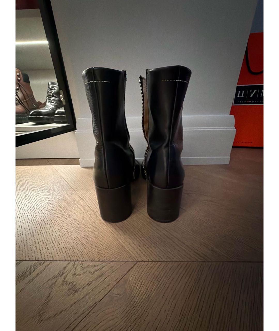 MM6 MAISON MARGIELA Черные кожаные ботильоны, фото 4
