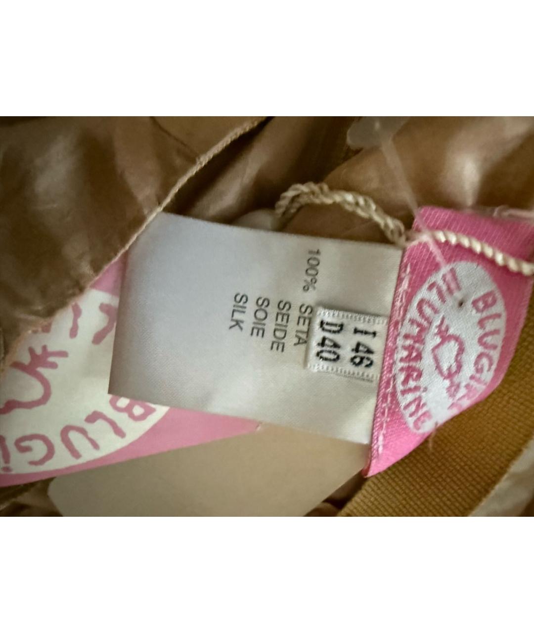 BLUMARINE Золотая шелковая юбка миди, фото 5