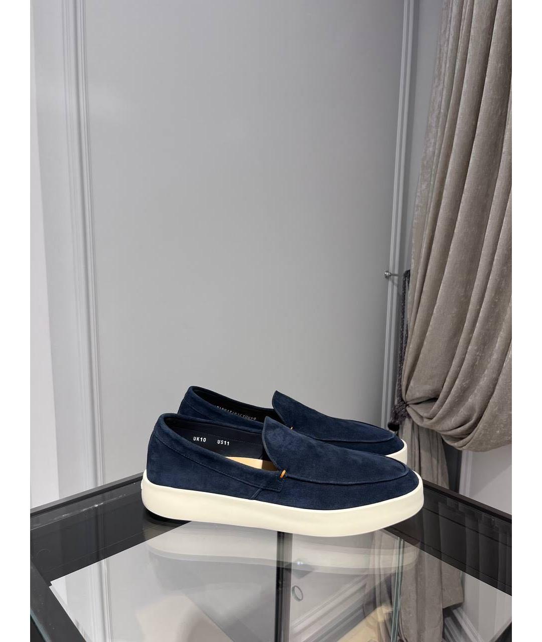 SANTONI Темно-синие замшевые лоферы, фото 2