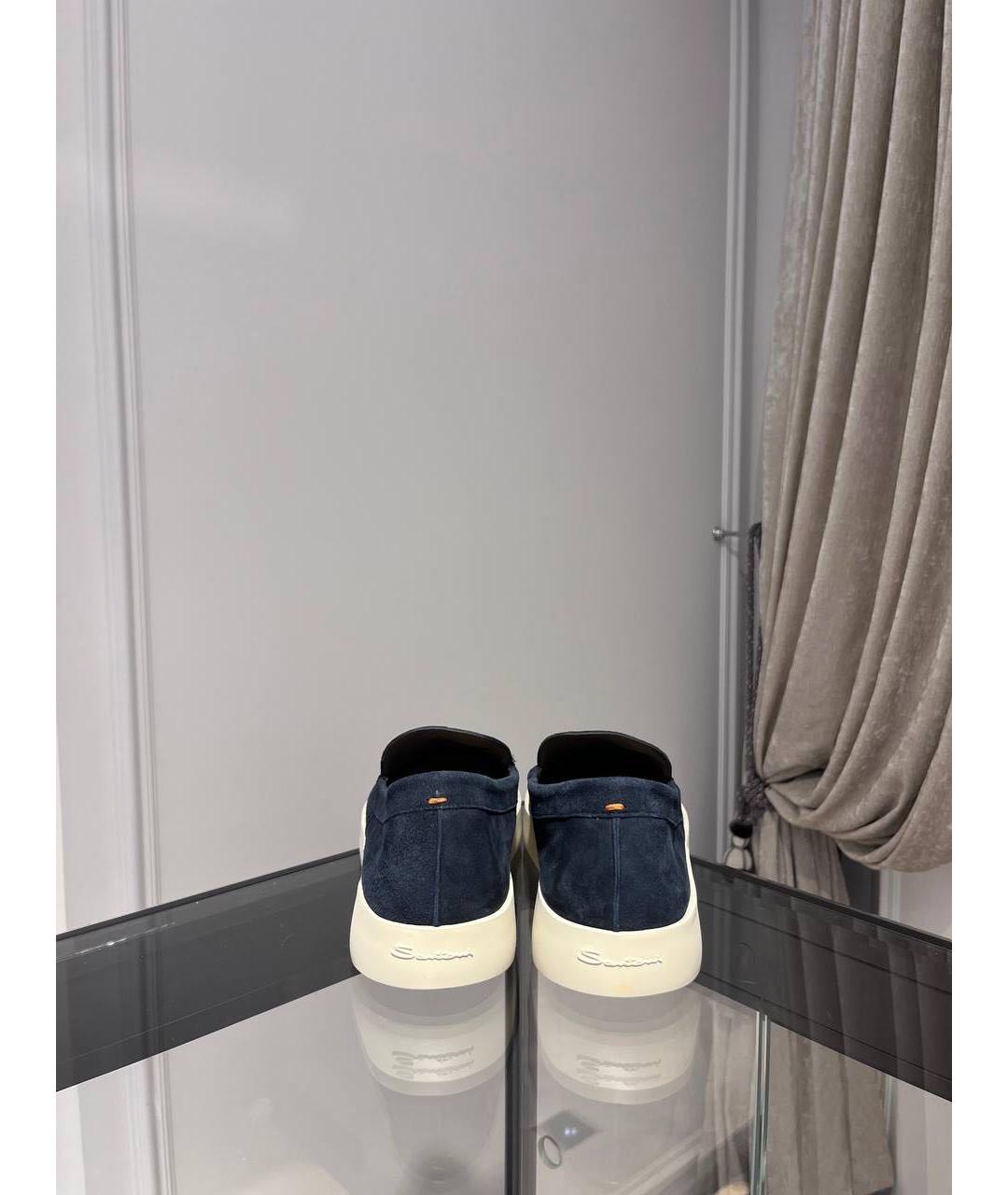 SANTONI Темно-синие замшевые лоферы, фото 4