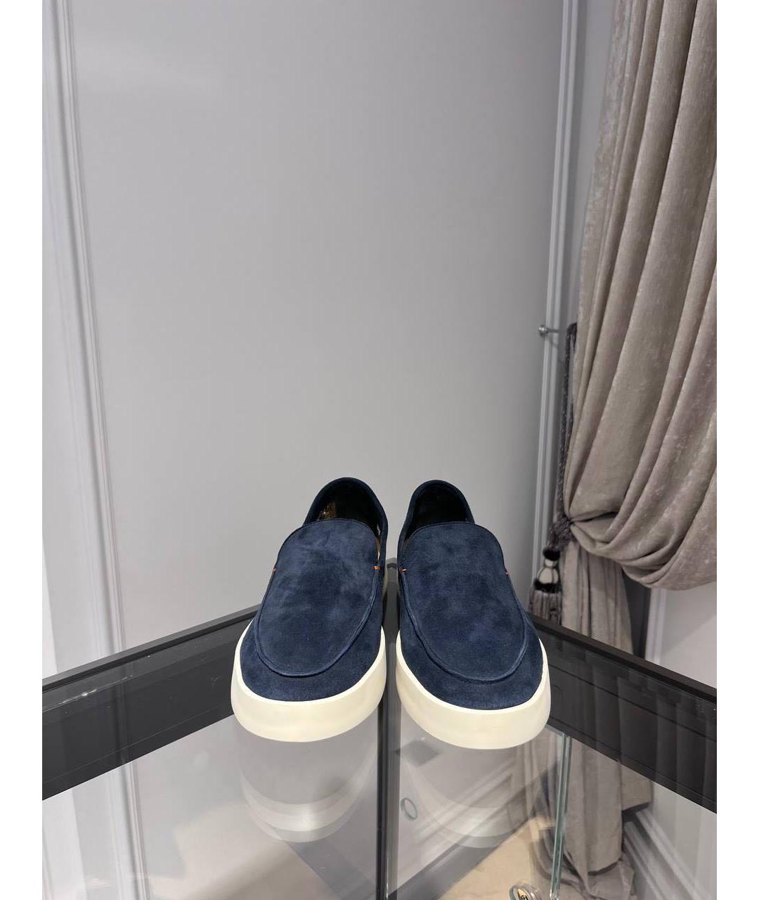 SANTONI Темно-синие замшевые лоферы, фото 3