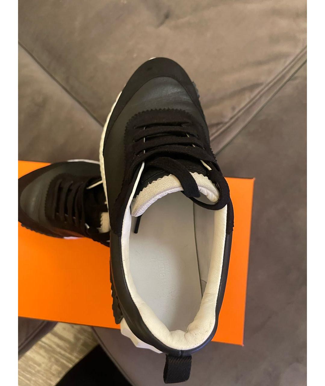 HERMES Черные кожаные кроссовки, фото 7