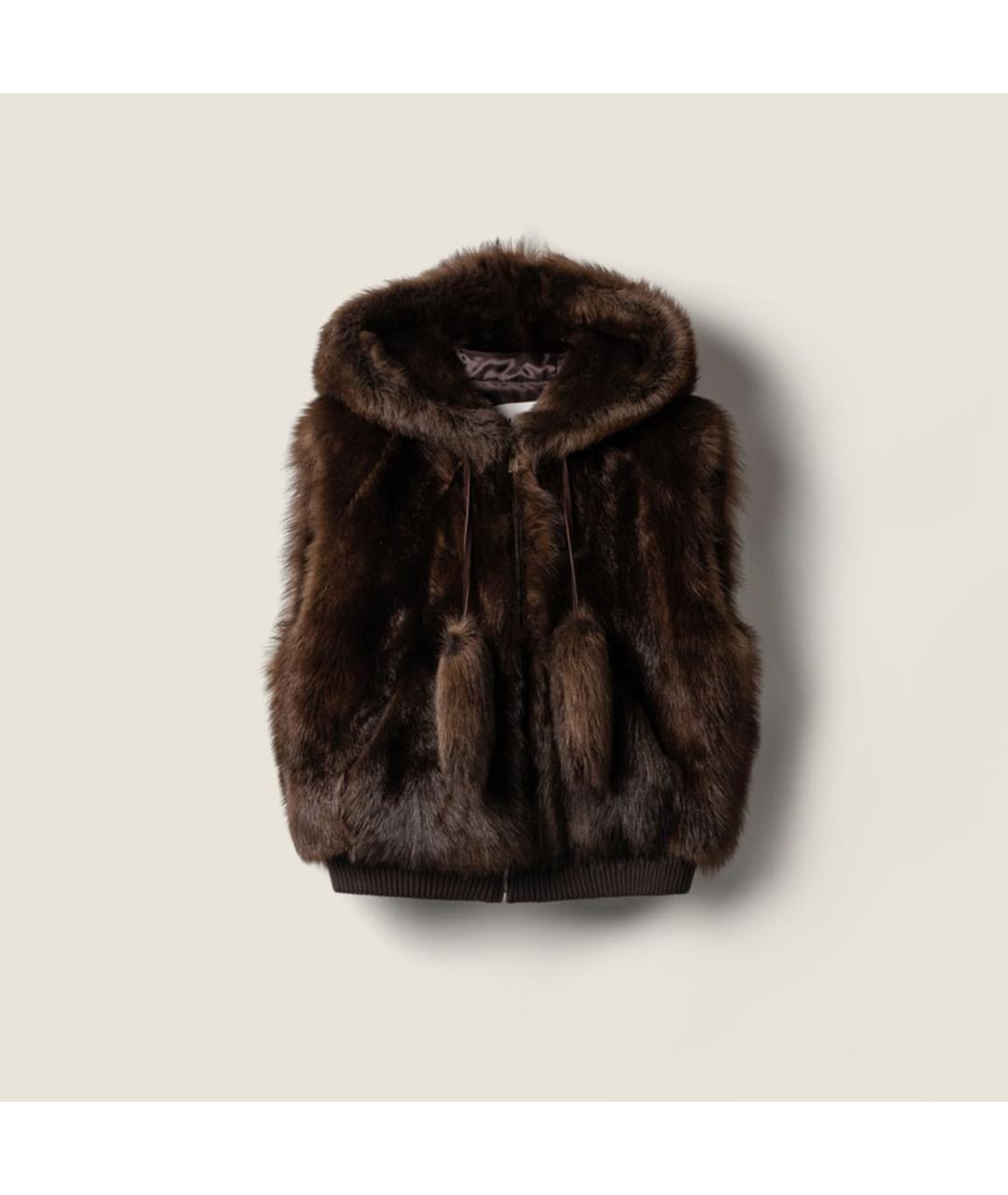 MIU MIU Коричневый меховой жилет, фото 5