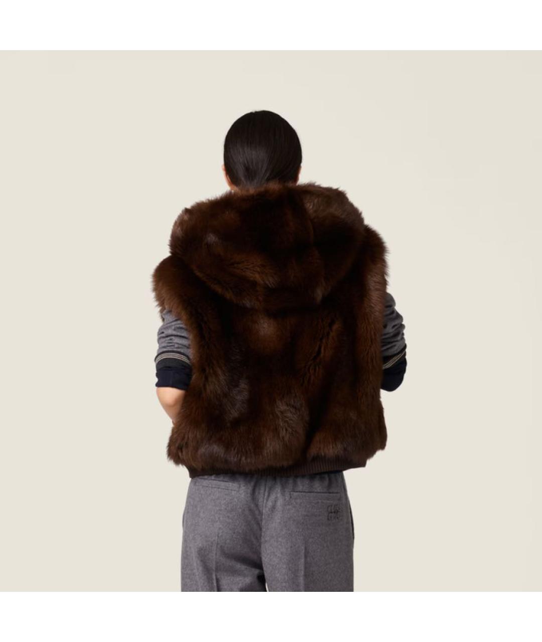 MIU MIU Коричневый меховой жилет, фото 2