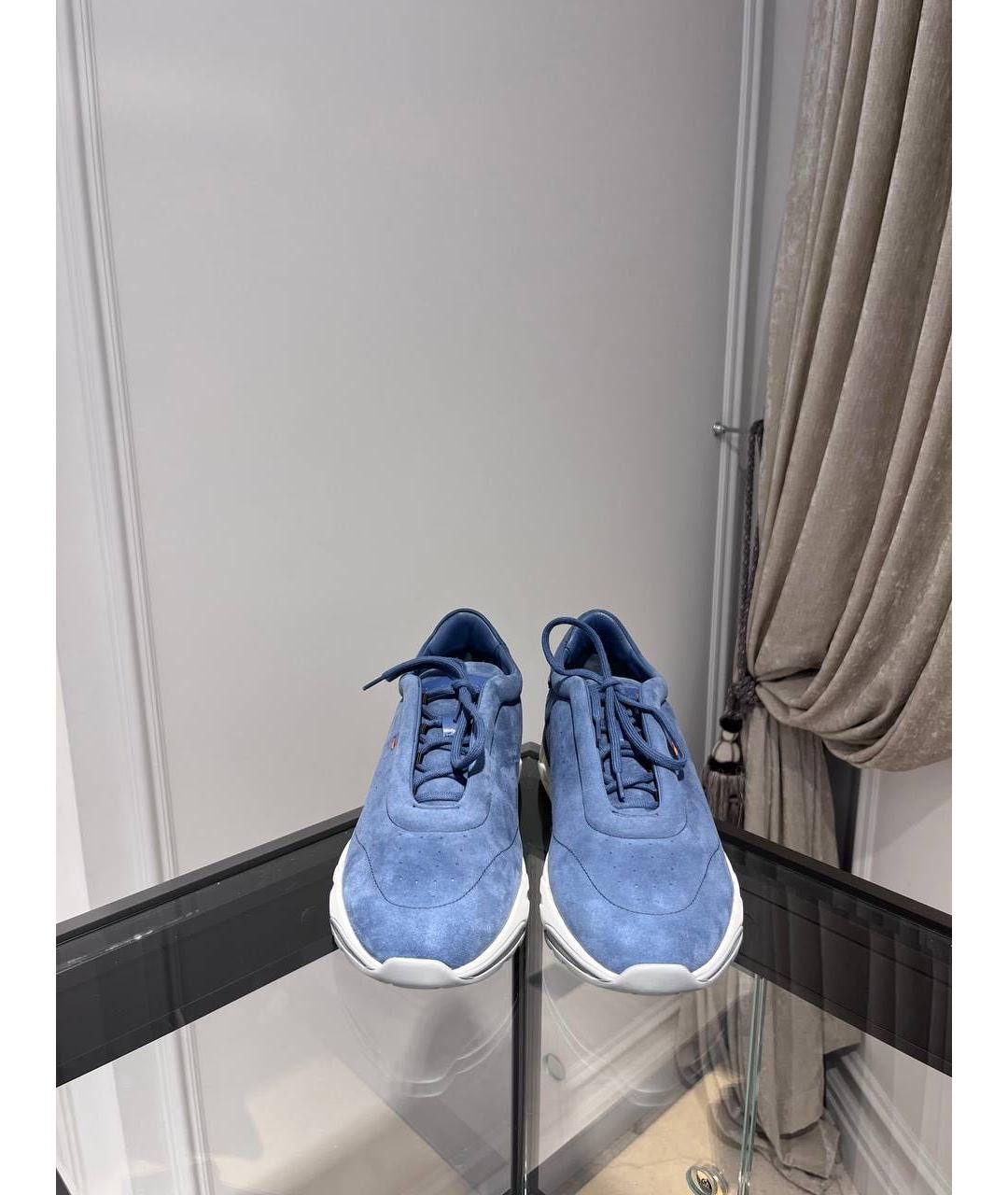 SANTONI Синие замшевые низкие кроссовки / кеды, фото 2